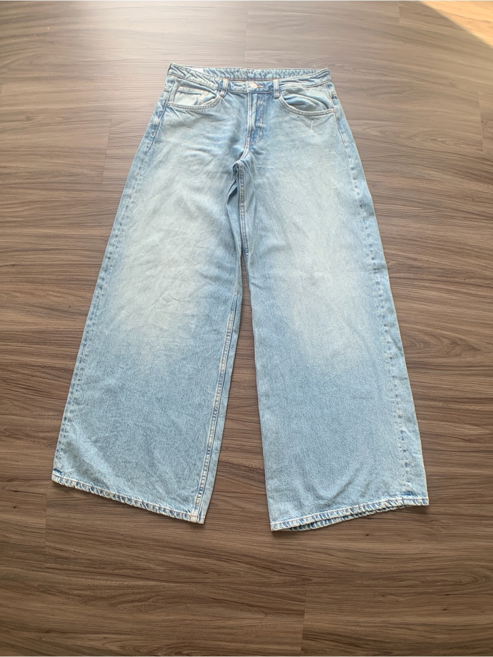 Zara wide Leg Jeans Women's Medium Wash Mid Rise Size 6